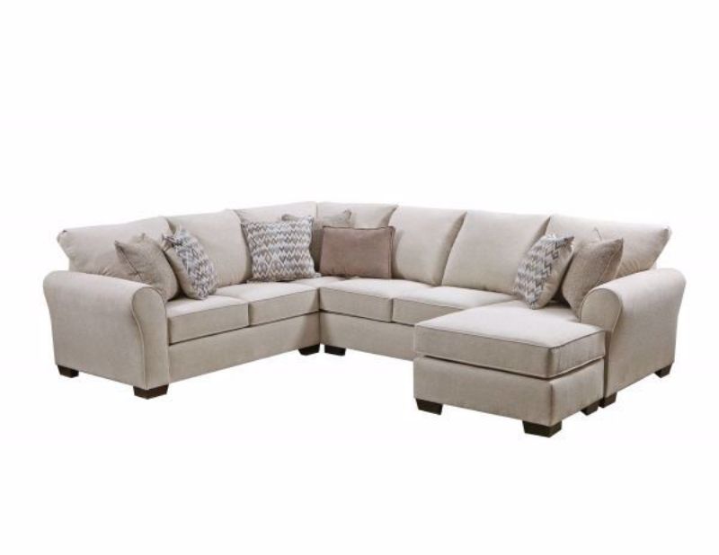 Cream Boston Chaise Sectional Sofa by Lane with Multiple Accent Pillows | Home Furniture + Mattress
