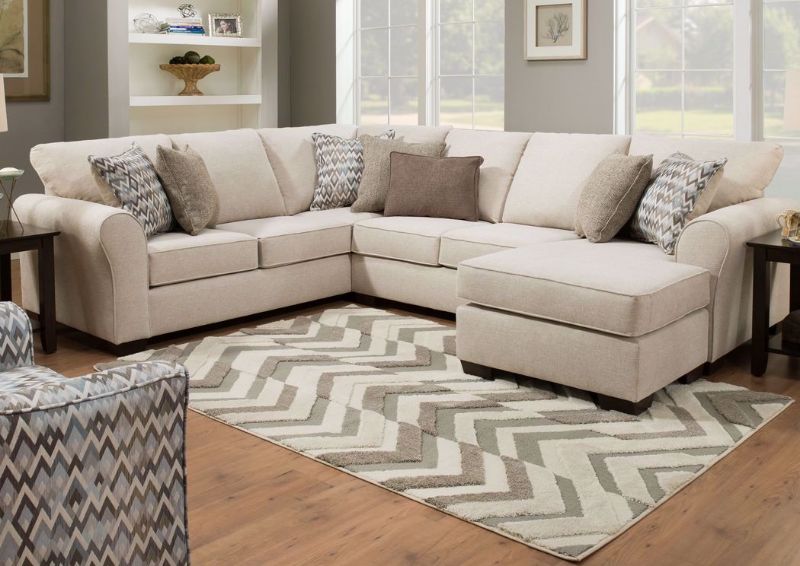 Cream Boston Chaise Sectional Sofa by Lane in a Room Setting | Home Furniture + Mattress