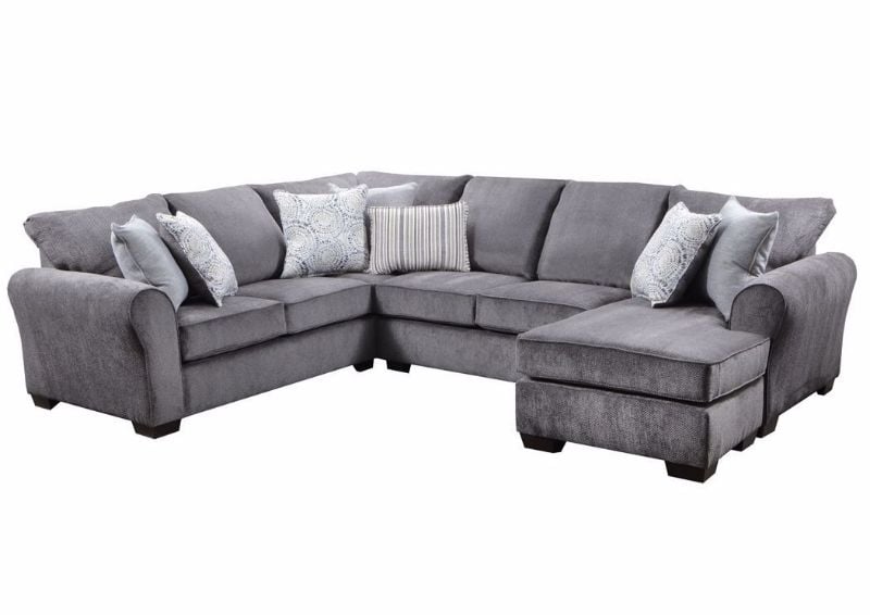 Gray Harlow Chaise Sectional Sofa by Lane with Multiple Accent Pillows | Home Furniture Plus Mattress
