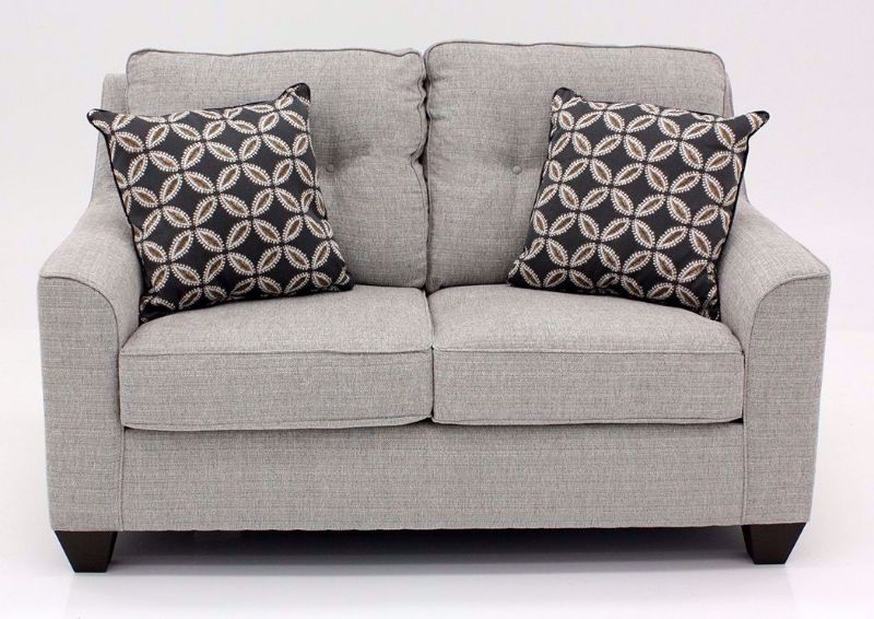 Light Brown Tweed Loveseat with Accent Pillows Included in the Danta Sofa Set by Simmons Upholstery | Home Furniture Plus Bedding