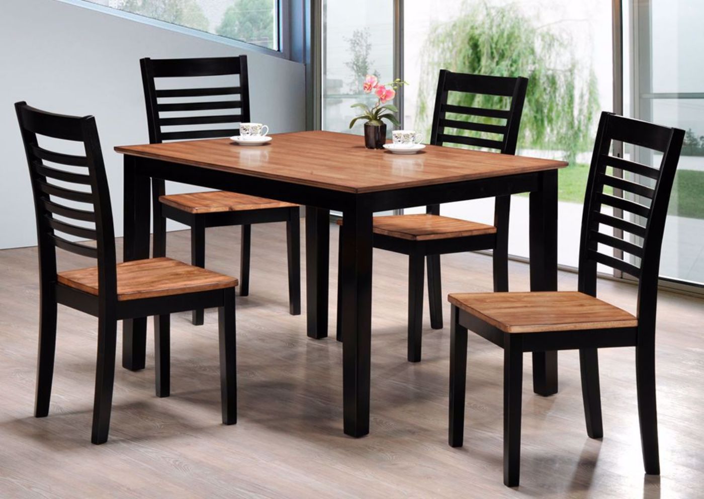Picture of Key West 5 Piece Dining Table Set - Ebony & Oak