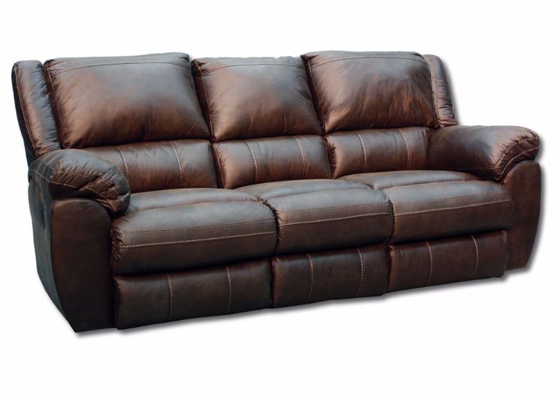 Brown Shiloh POWER Reclining Sofa by Simmons Upholstery at an Angle | Home Furniture Plus Mattress