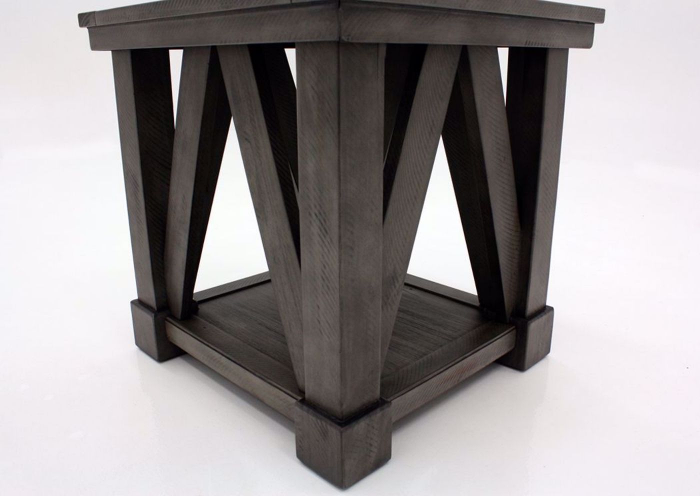 French Gray Old Forge End Table by Simmons Upholstery Showing the Legs and Base | Home Furniture Plus Mattress