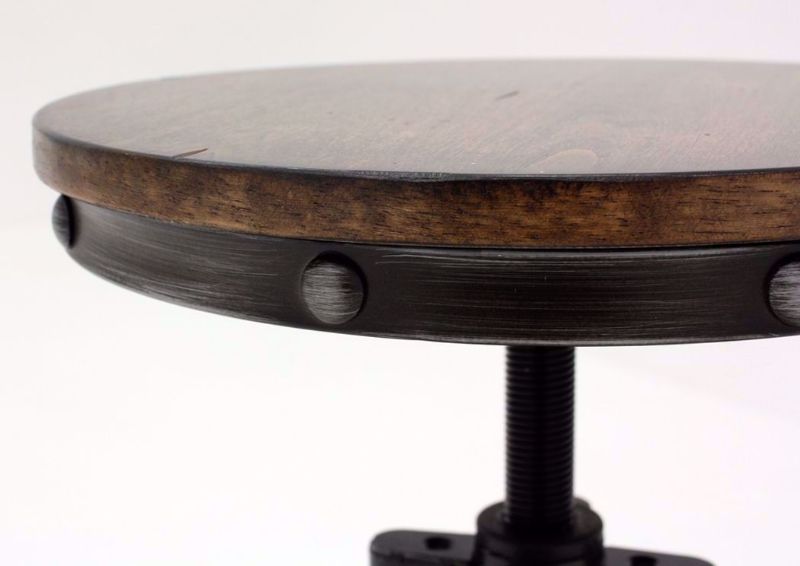 Brown Chandler Sofa Table Bar Set Showing Barstool Seat Edge  | Home Furniture Plus Bedding