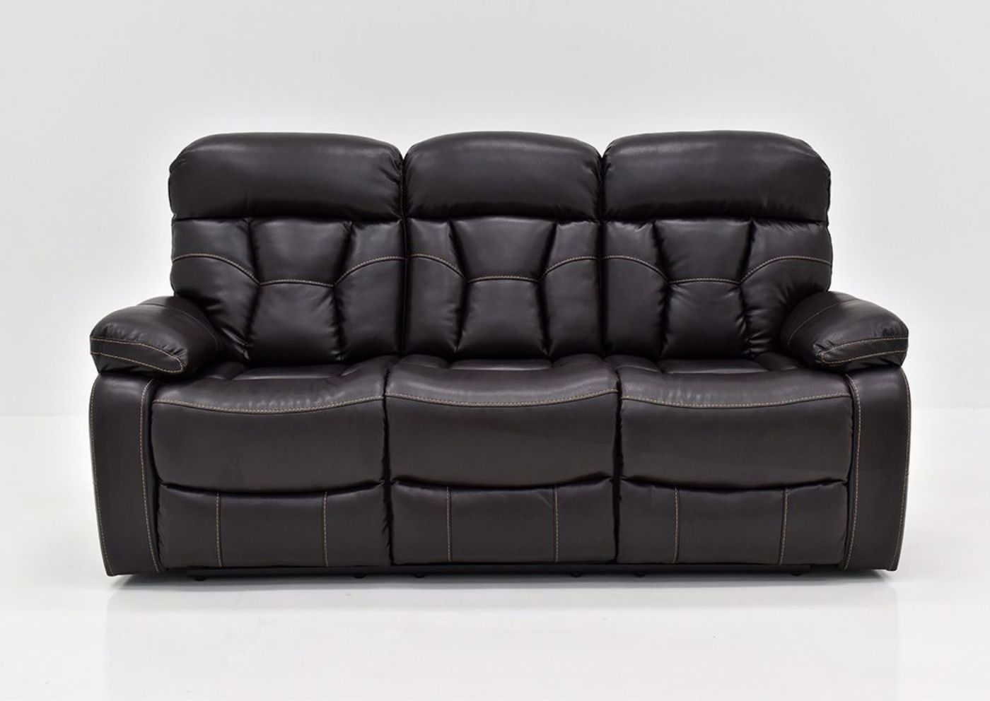 Dark Brown Peoria Reclining Sofa by Standard Facing Front | Home Furniture Plus Mattress