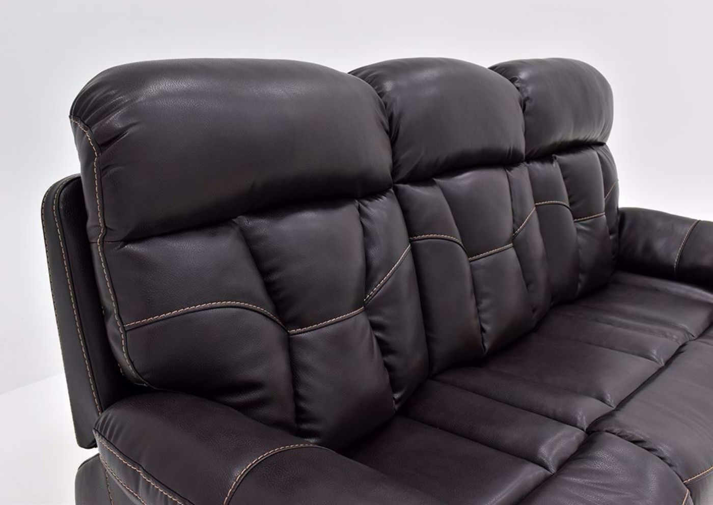 Dark Brown Peoria Reclining Sofa by Standard Showing the Seat Back | Home Furniture Plus Mattress