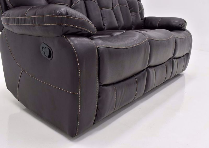 Dark Brown Peoria Reclining Sofa by Standard Showing the Chaise Closed Detail | Home Furniture Plus Mattress