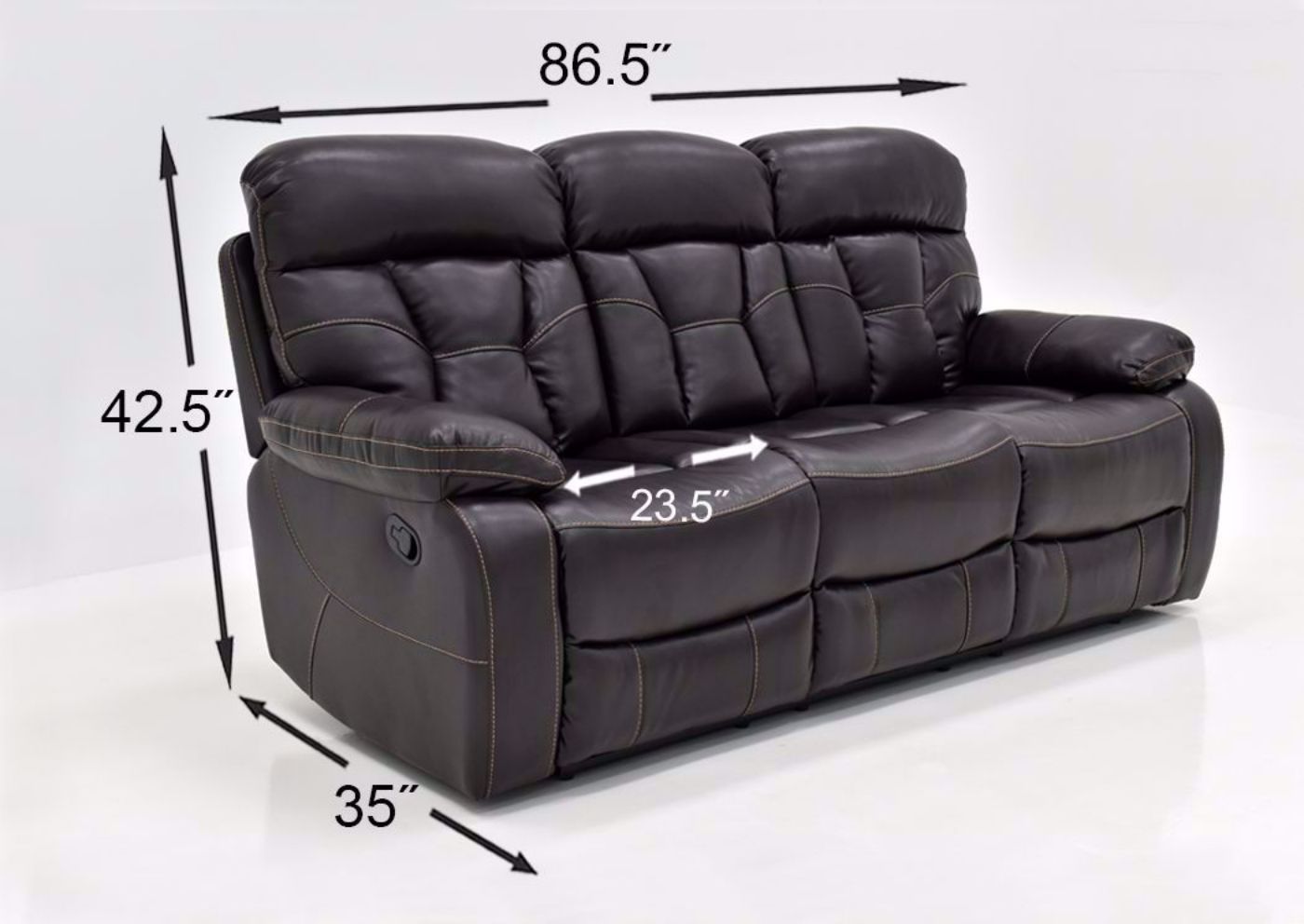 Dark Brown Peoria Living Room by Standard Showing the Sofa Dimensions | Home Furniture Plus Mattress