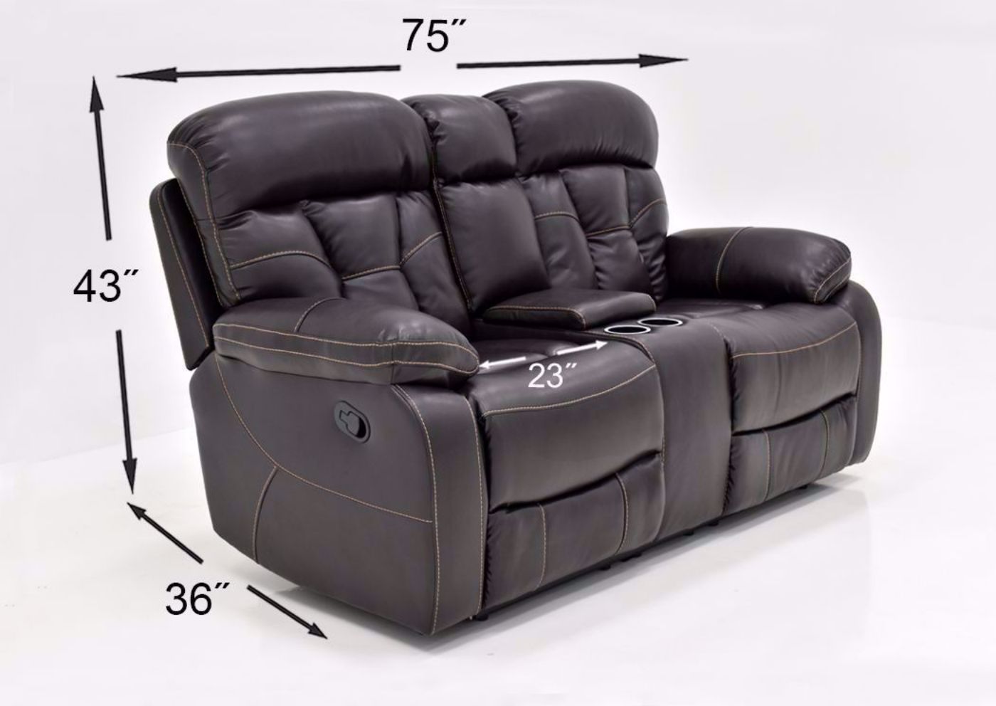 Dark Brown Peoria Living Room by Standard Showing the Loveseat Dimensions | Home Furniture Plus Mattress