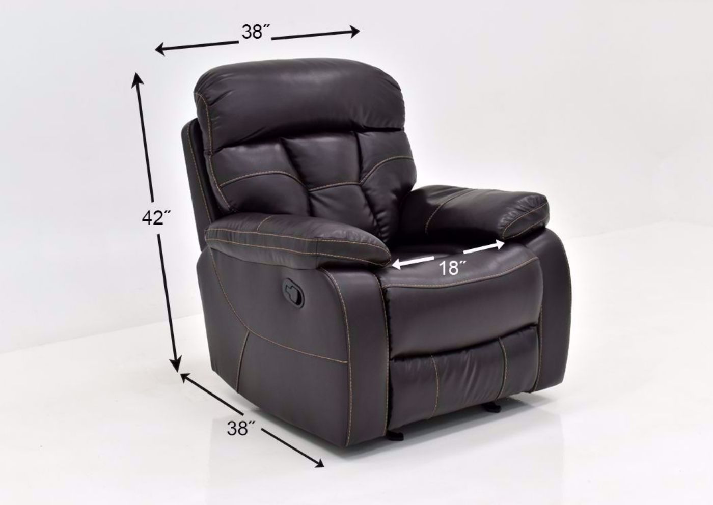 Dark Brown Peoria Living Room by Standard Showing the Recliner Dimensions | Home Furniture Plus Mattress