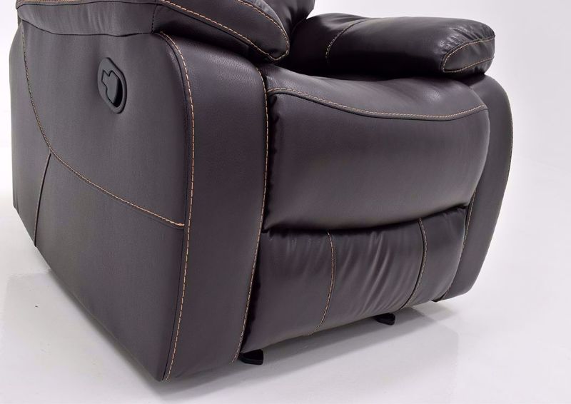 Dark Brown Peoria Glider Rocker Recliner by Standard Showing the Chaise in a Closed Position | Home Furniture Plus Mattress