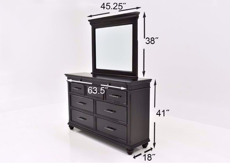Dark Brown Brynhurst Dresser with Mirror by Ashley Furniture Showing the Dimensions | Home Furniture Plus Mattress