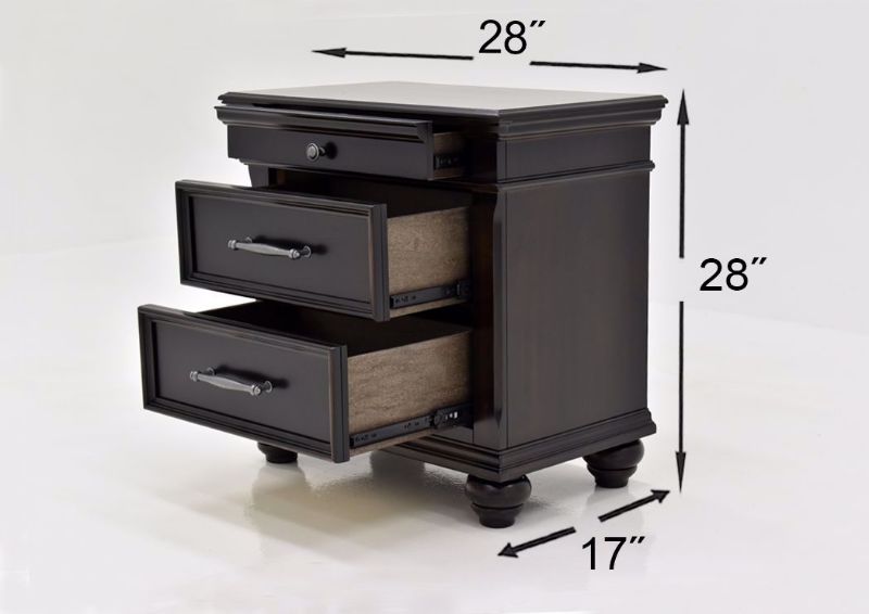 Dark Brown Brynhurst Bedroom Set by Ashley Furniture Showing the Nightstand Dimensions | Home Furniture Plus Mattress
