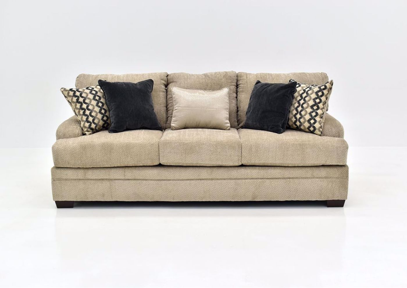 Beige Bellamy Sofa by Simmons Upholstery Facing Front | Home Furniture Plus Mattress