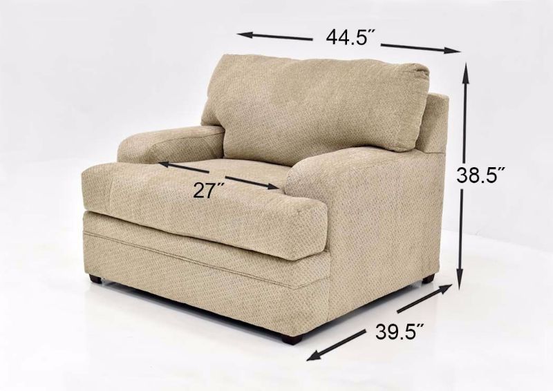 Beige Bellamy Chair by Simmons Upholstery Showing the Dimensions | Home Furniture Plus Mattress