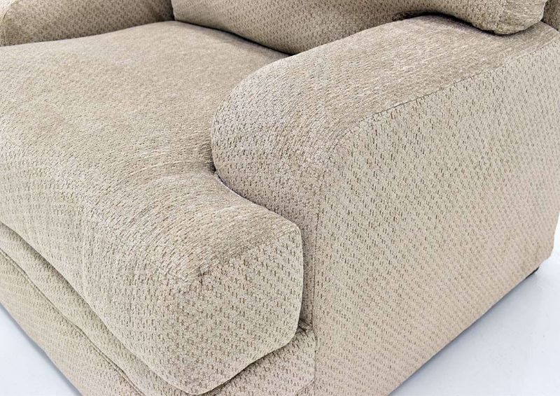Beige Bellamy Chair by Simmons Upholstery Showing the Arm Detail | Home Furniture Plus Mattress
