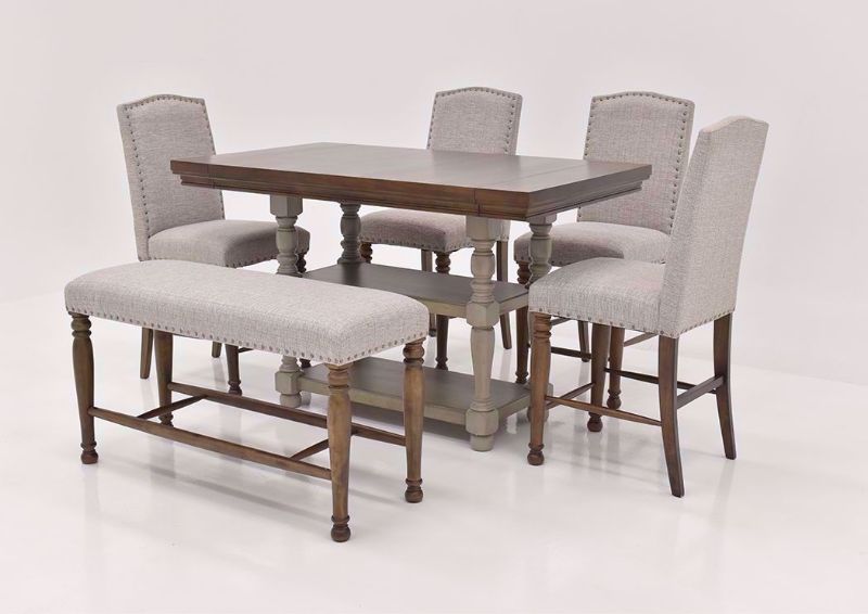 Brown Lettner Counter Height Dining Table Set by Ashley Furniture Table with no Leaf at an Angle  | Home Furniture Plus Bedding