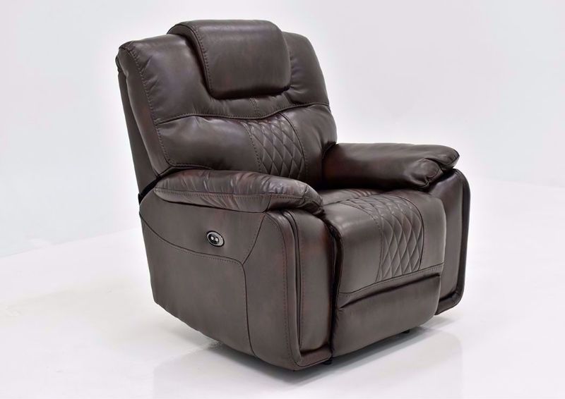 Brown Bentley Power Recliner by Zoy at an Angle | Home Furniture Plus Mattress