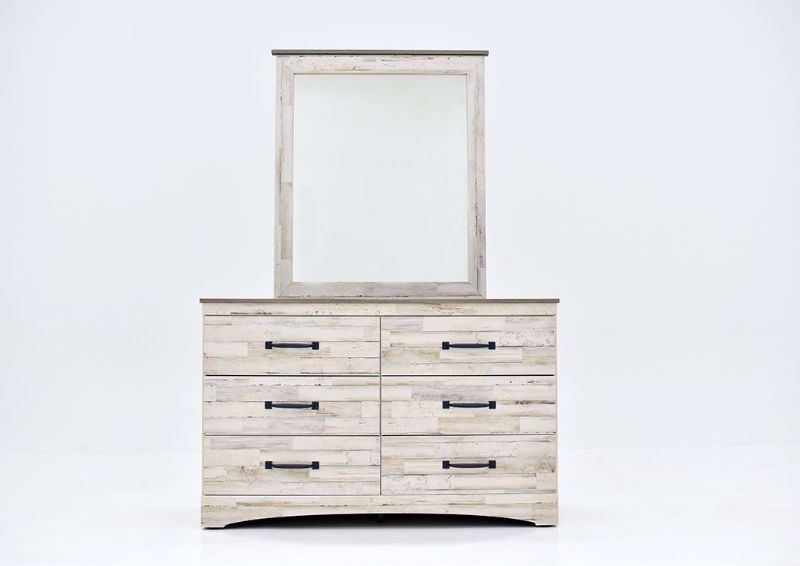 Rustic White Jourdan Creek Dresser with Mirror by Kith Facing Front | Home Furniture Plus Mattress