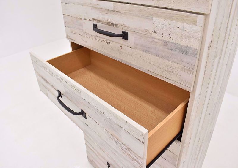 Rustic White Jourdan Creek Chest of Drawers by Kith Showing the Drawer Interior | Home Furniture Plus Mattress