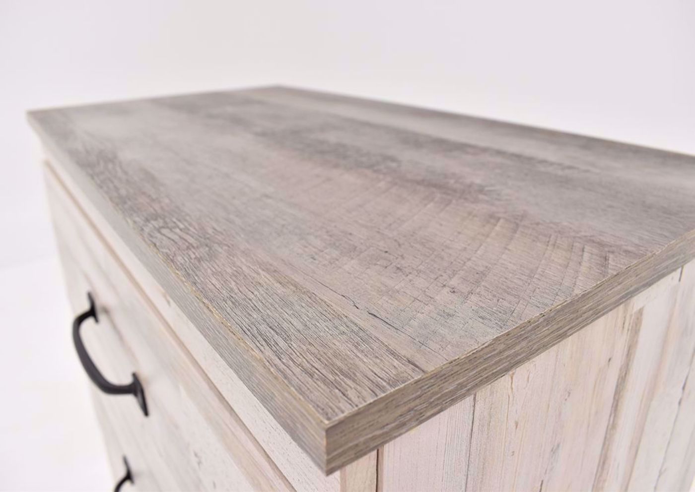 Rustic White Jourdan Creek Chest of Drawers by Kith Showing the Top Detail | Home Furniture Plus Mattress