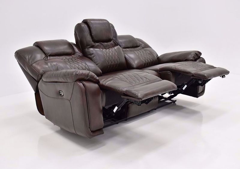 Brown Bentley Power Reclining Sofa by Zoy with Recliners Open | Home Furniture Plus Bedding