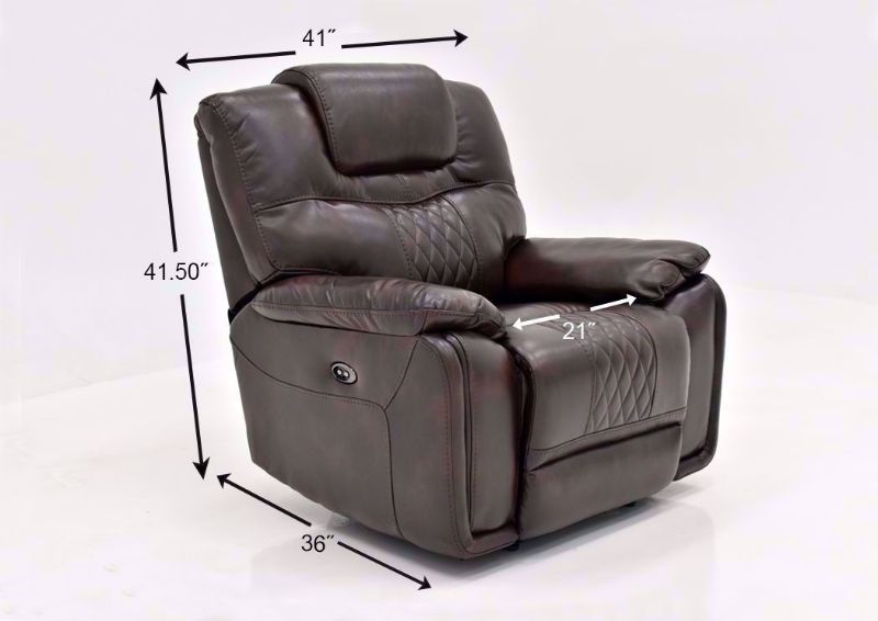 Brown Bentley Power Reclining Sofa Set Showing the Recliner  Dimensions | Home Furniture Plus Bedding