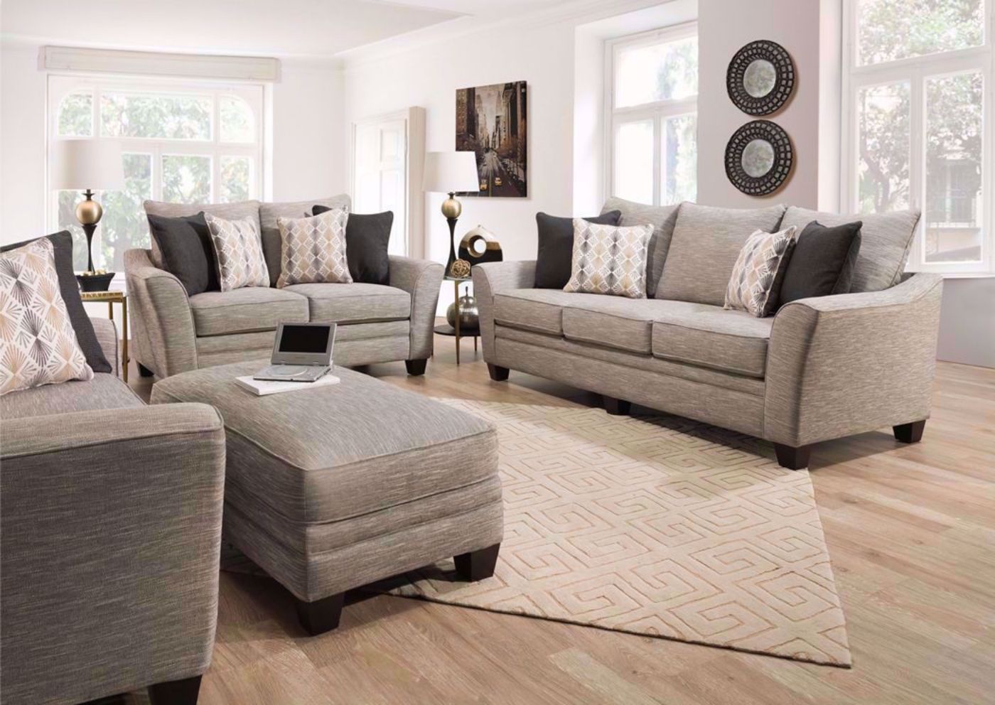 Gray Springer Sofa Set  by Franklin in a room setting | Home Furniture Plus Bedding