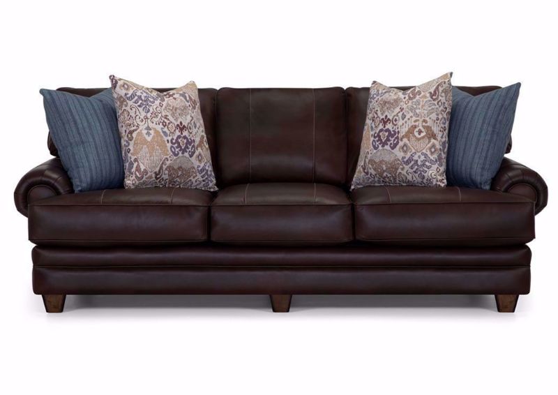Brown Leather Monaco Sofa by Franklin Furniture Showing a Front View | Made in the USA | Home Furniture Plus Bedding