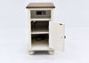 Distressed White Realyn Casual Chair Side Table by Ashley Furniture Facing Front with the Door Open | Home Furniture Plus Mattress