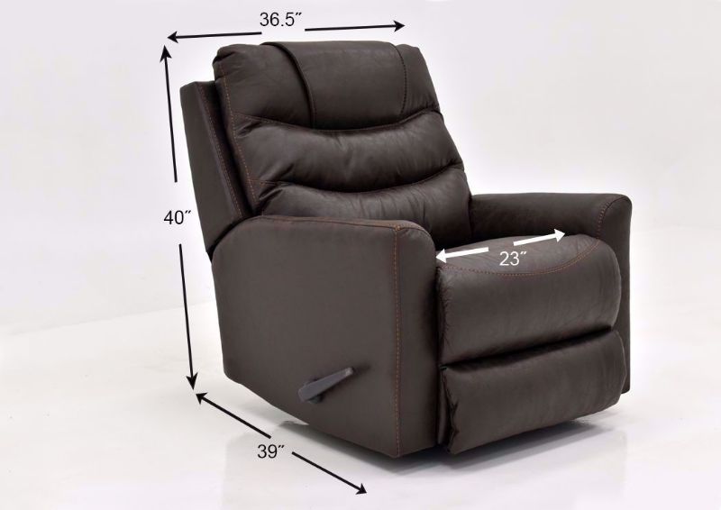 Coffee Brown Barnette Rocker Recliner by Lane Showing the Dimensions | Home Furniture Plus Mattress
