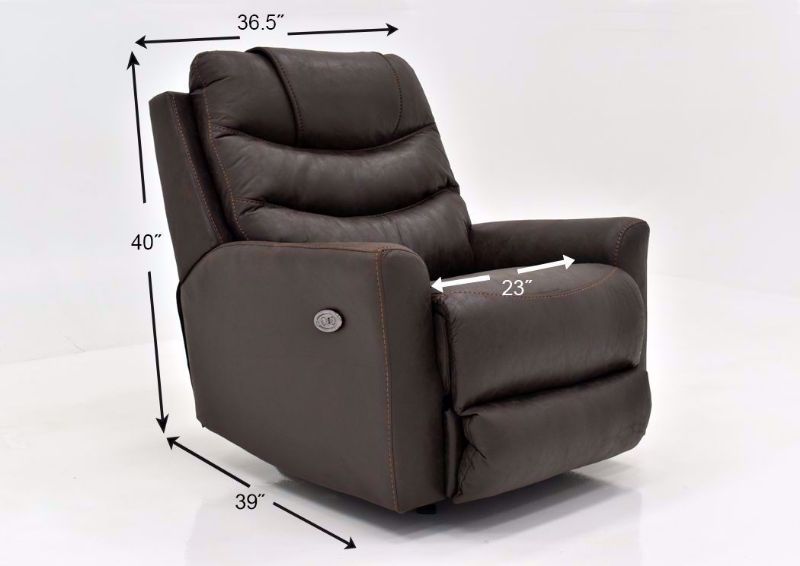 Coffee Brown Barnette Power Rocker Recliner by Lane Showing the Dimensions | Home Furniture Plus Mattress