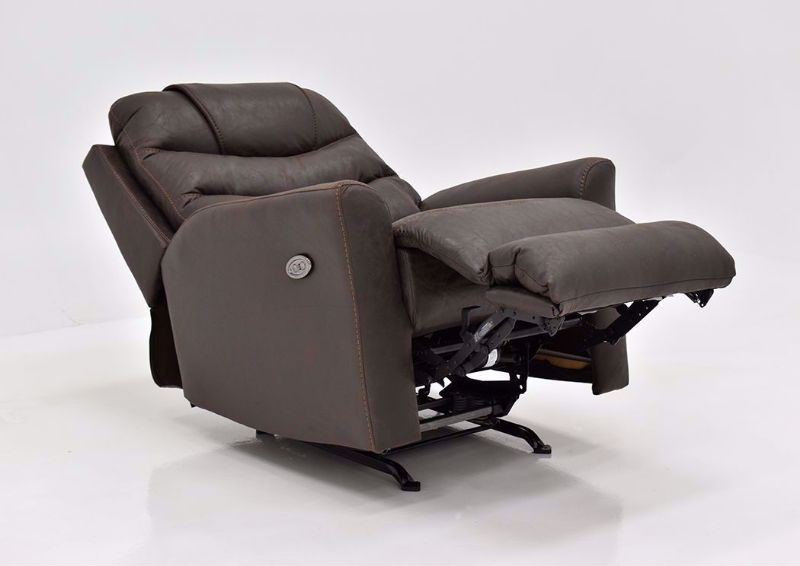 Coffee Brown Barnette Power Rocker Recliner by Lane Showing the Angle View in a Fully Reclined Position | Home Furniture Plus Mattress