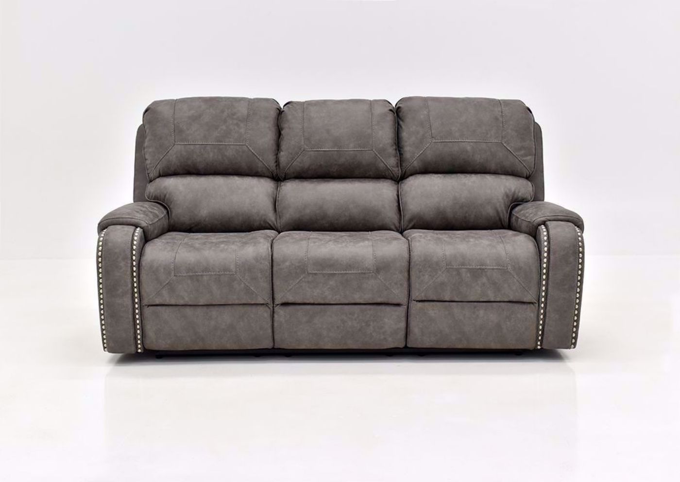 Warm Gray Clayton Reclining Sofa by Standard Facing Front | Home Furniture Plus Mattress