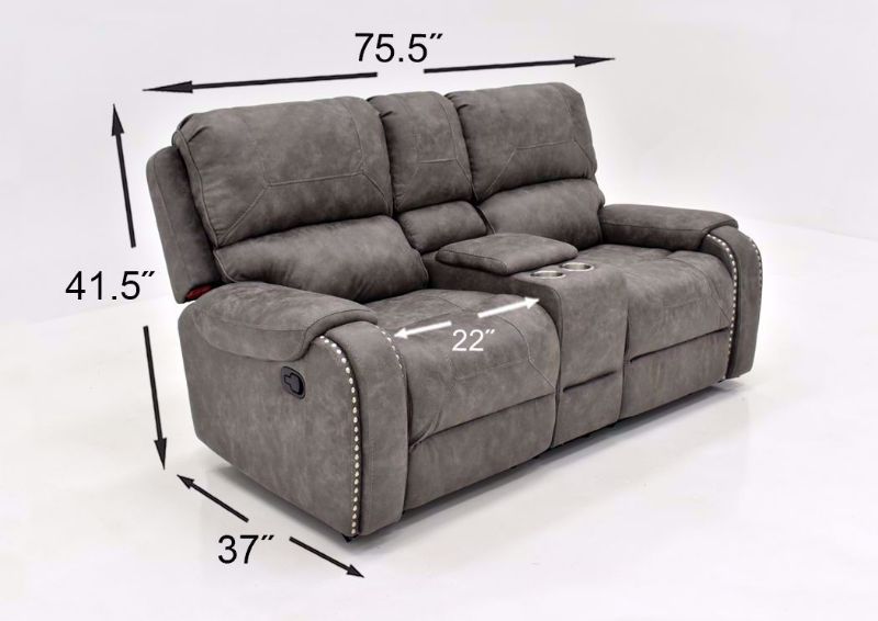 Warm Gray Clayton Reclining Loveseat by Standard Showing the Dimensions | Home Furniture Plus Mattress