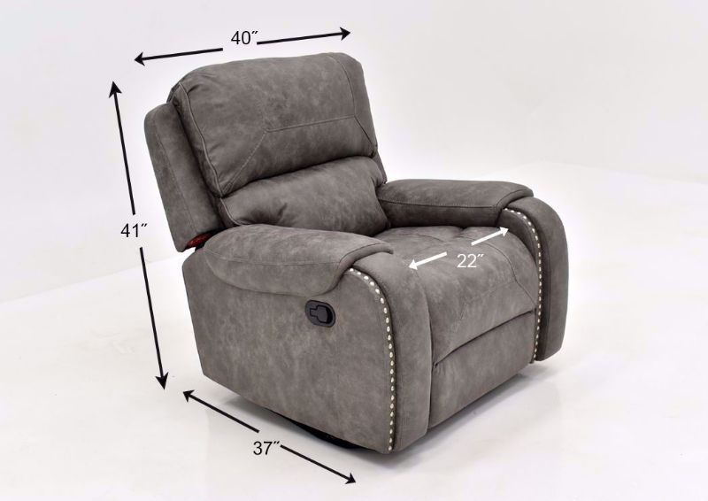 Warm Gray Clayton Glider Recliner by Standard Showing the Dimensions | Home Furniture Plus Mattress