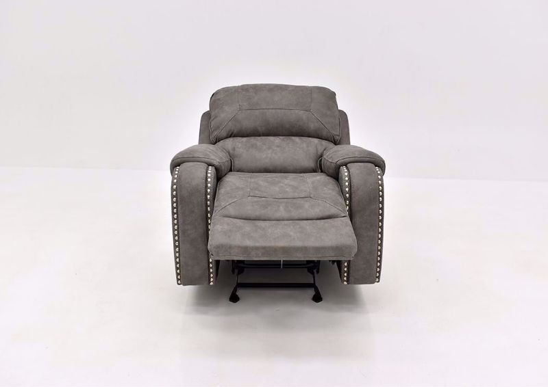 Warm Gray Clayton Glider Recliner by Standard Showing the Front View in a Fully Reclined Position | Home Furniture Plus Mattress