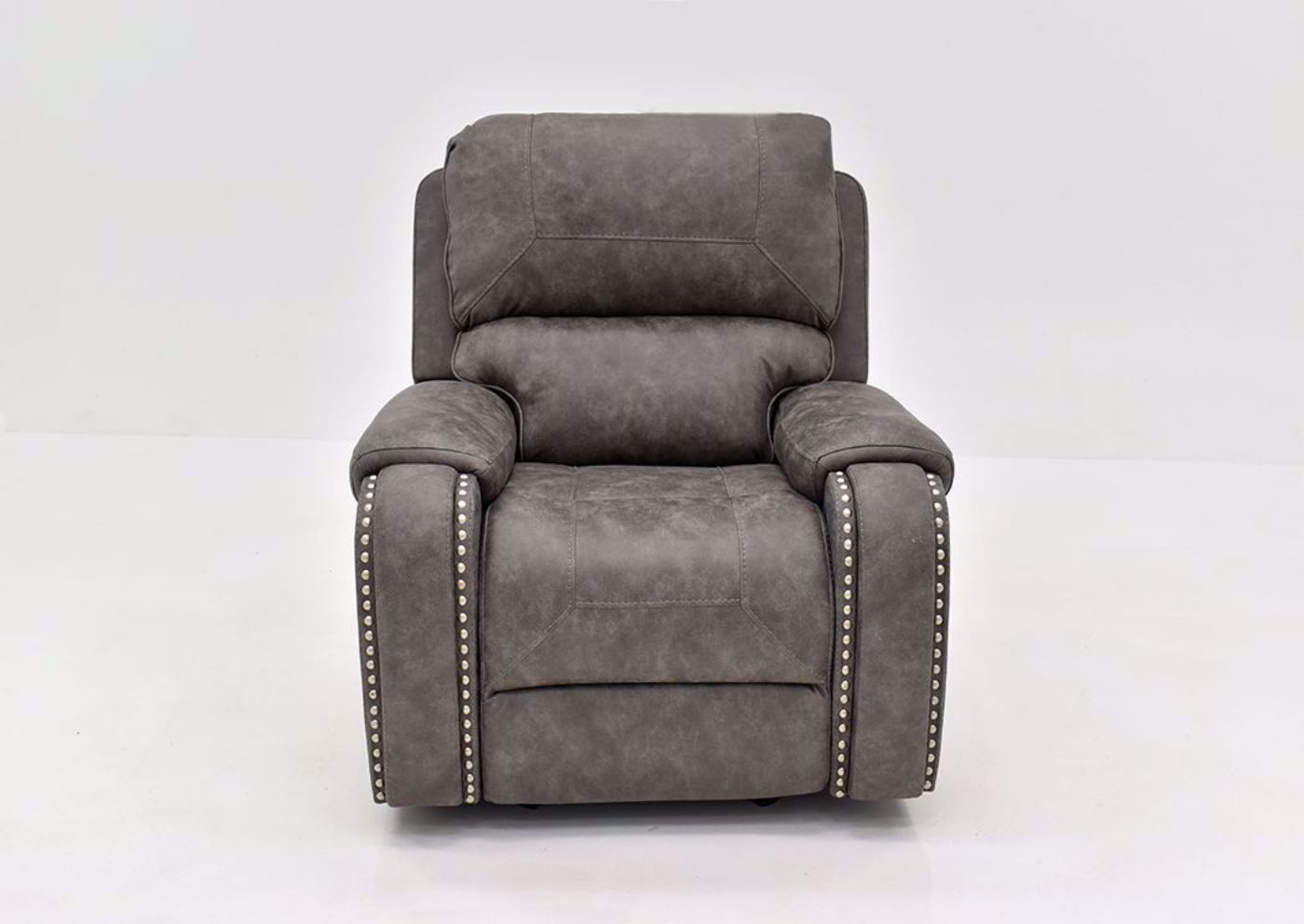 Warm Gray Clayton Glider Recliner by Standard Showing the Front View in a Closed Position | Home Furniture Plus Mattress