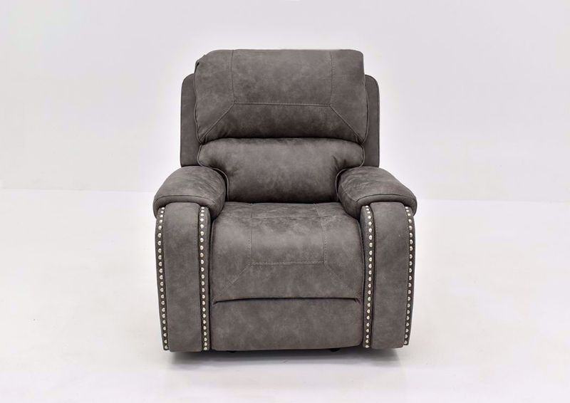Warm Gray Clayton Glider Recliner by Standard Showing the Front View in a Closed Position | Home Furniture Plus Mattress