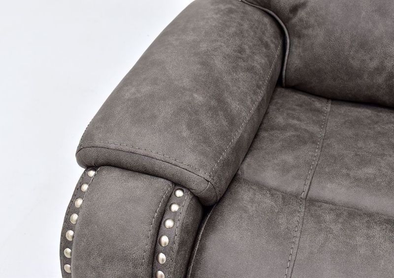 Warm Gray Clayton Glider Recliner by Standard Showing the Padded Arm | Home Furniture Plus Mattress