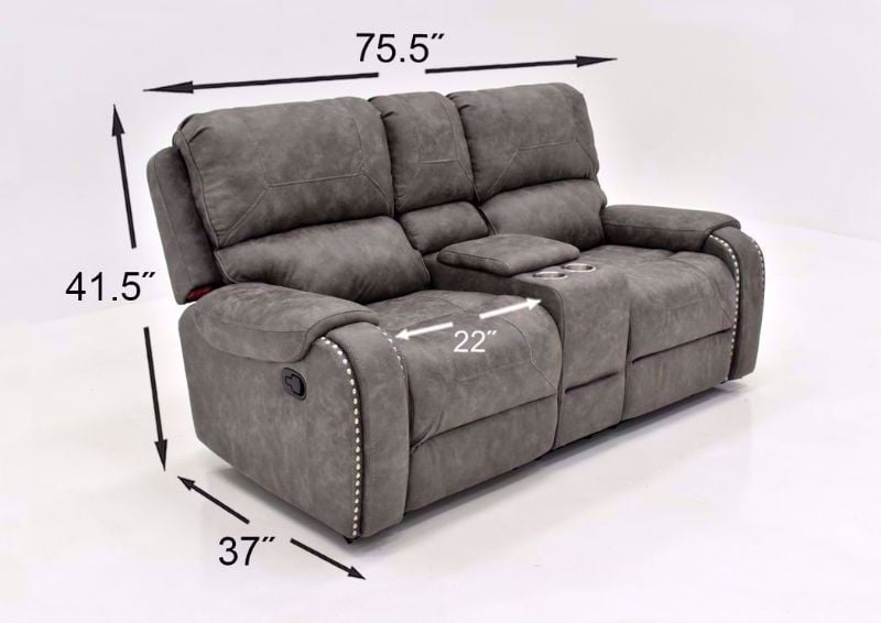 Warm Gray Clayton Reclining Sofa Set by Standard Showing the Loveseat Dimensions | Home Furniture Plus Bedding