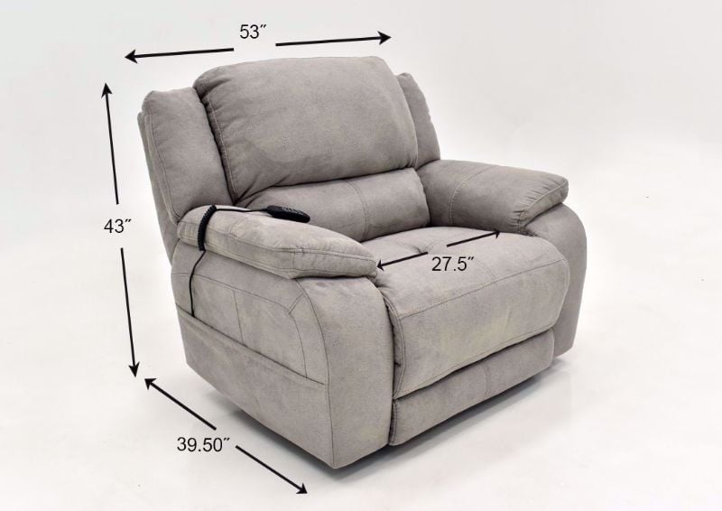 Gray Explorer Power Recliner by Homestretch Showing the Dimensions | Home Furniture Plus Mattress