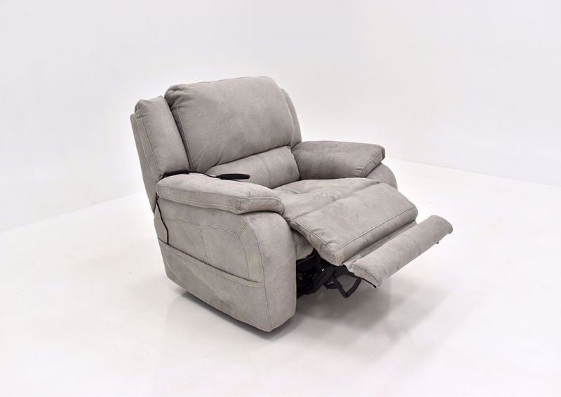 Gray Explorer Power Recliner by Homestretch Showing the Angle View With the Chaise Open | Home Furniture Plus Mattress