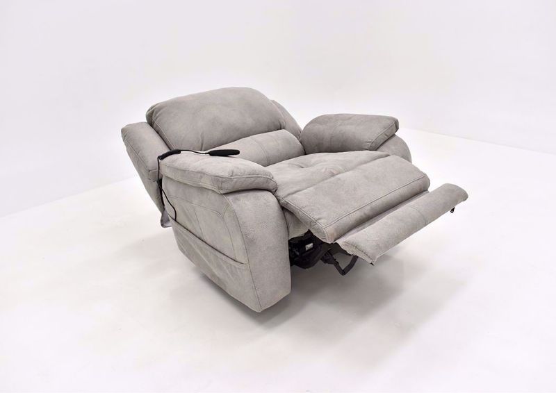 Gray Explorer Power Recliner by Homestretch Showing the Angle View in a Fully Reclined Position | Home Furniture Plus Mattress