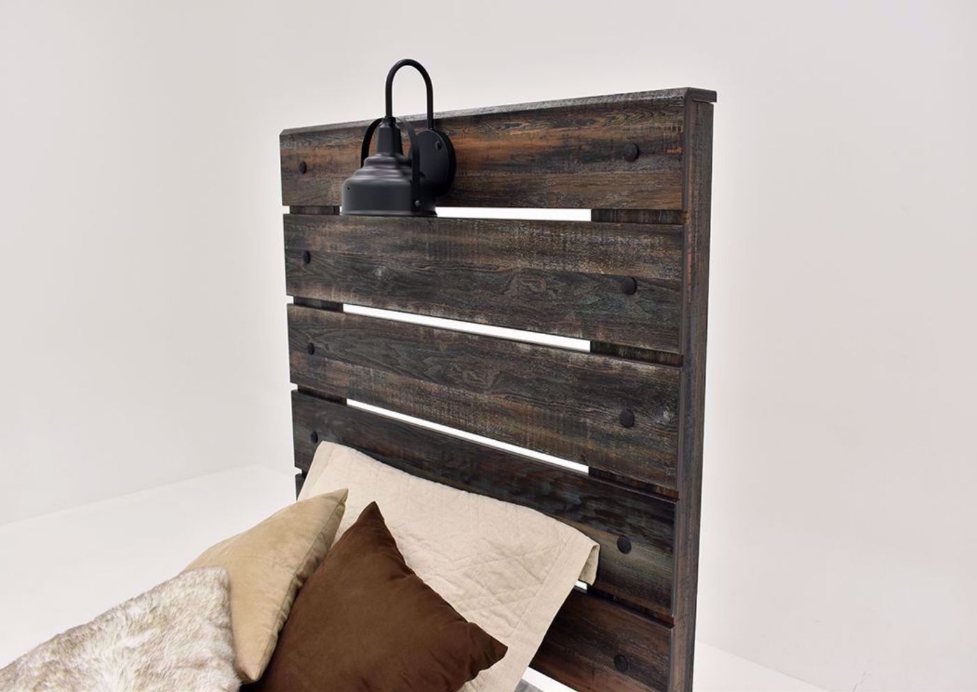 Rustic Brown Drystan Twin Size Bed by Ashley Furniture Showing the Headboard | Home Furniture Plus Mattress