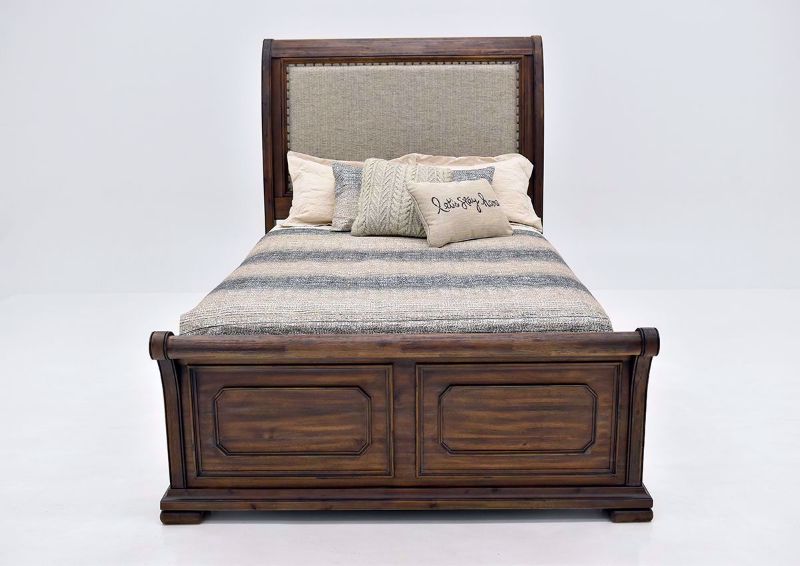 Brown Casa Grande Queen Size Upholstered Sleigh Bed | Home Furniture Plus Bedding