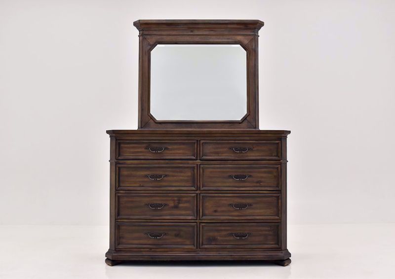 Hickory Brown Casa Grande Dresser with Mirror by Lane Furnishings Facing Front | Home Furniture Plus Mattress