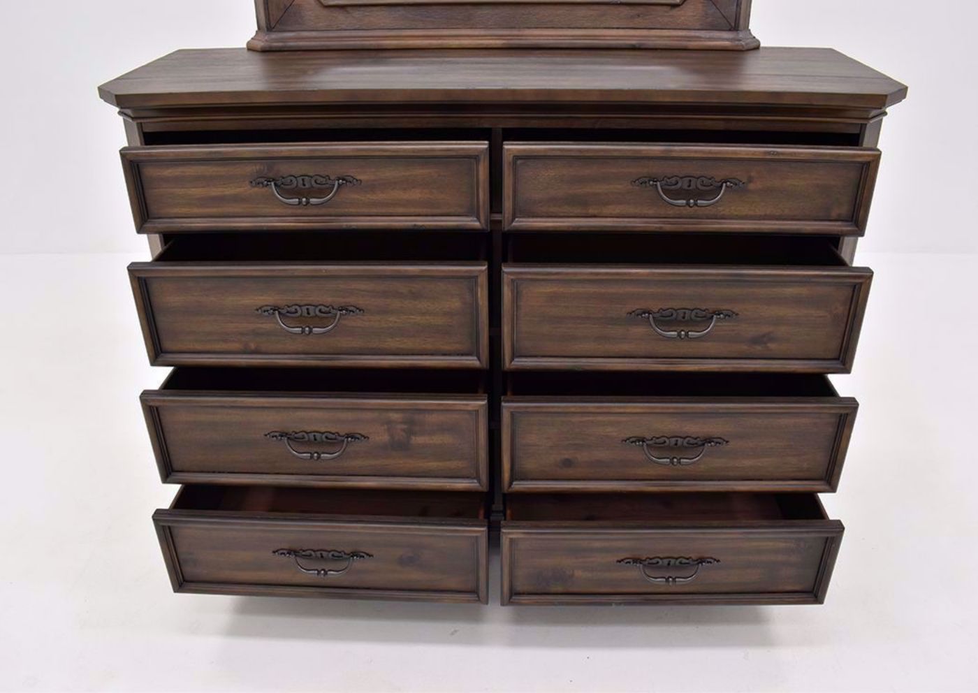 Hickory Brown Casa Grande Dresser with Mirror by Lane Furnishings Showing a Close Up of the Drawers Open | Home Furniture Plus Mattress