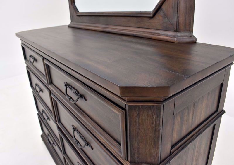 Hickory Brown Casa Grande Dresser with Mirror by Lane Furnishings Showing the Dresser Top | Home Furniture Plus Mattress