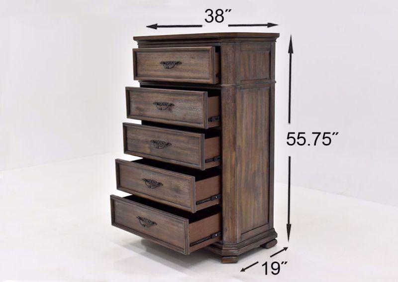 Hickory Brown Casa Grande Chest of Drawers by Lane Furnishings Showing the Dimensions | Home Furniture Plus Mattress